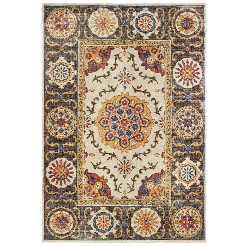 Pandora 4929X Ivory/ Brown Indoor Area Rug - 9'10" x 12'10"