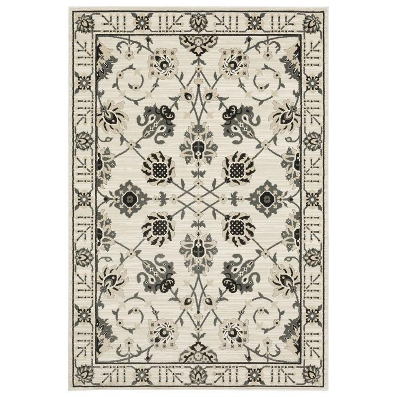 Raylan RAY03 Ivory/ Grey Indoor Area Rug - 2'3" x 7'6"