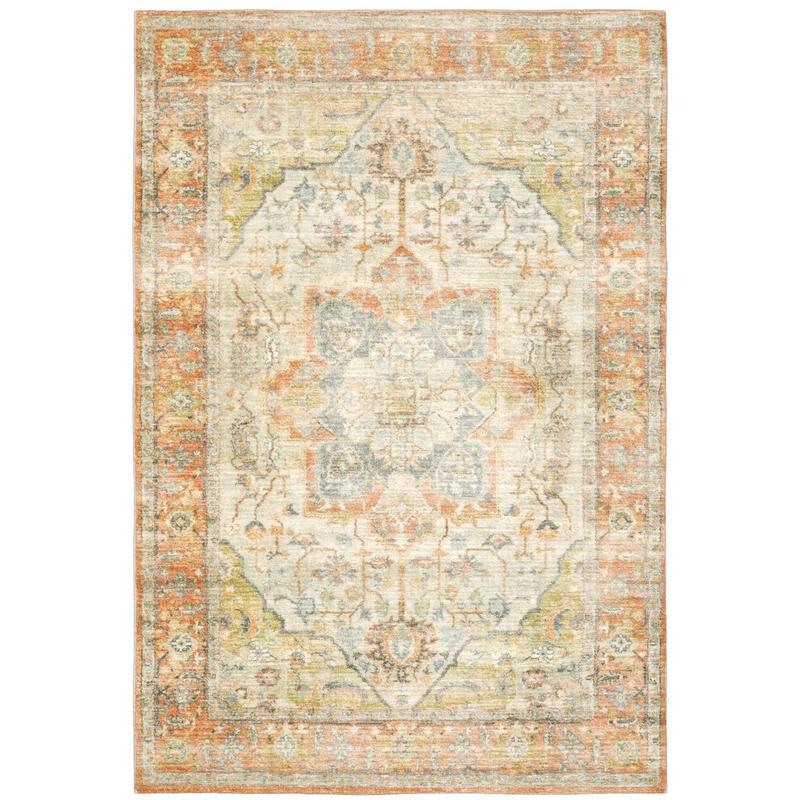 Savoy 28101 Orange/ Silver Indoor Area Rug - 7'8" x 10'