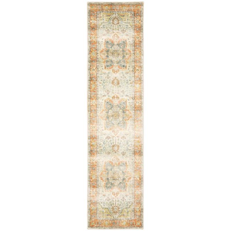 Savoy 28101 Orange/ Silver Indoor Area Rug - 2' x 8'