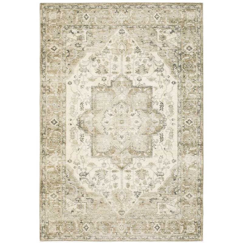 Savoy 28108 Tan/ Ivory Indoor Area Rug - 5'3" x 7'3"