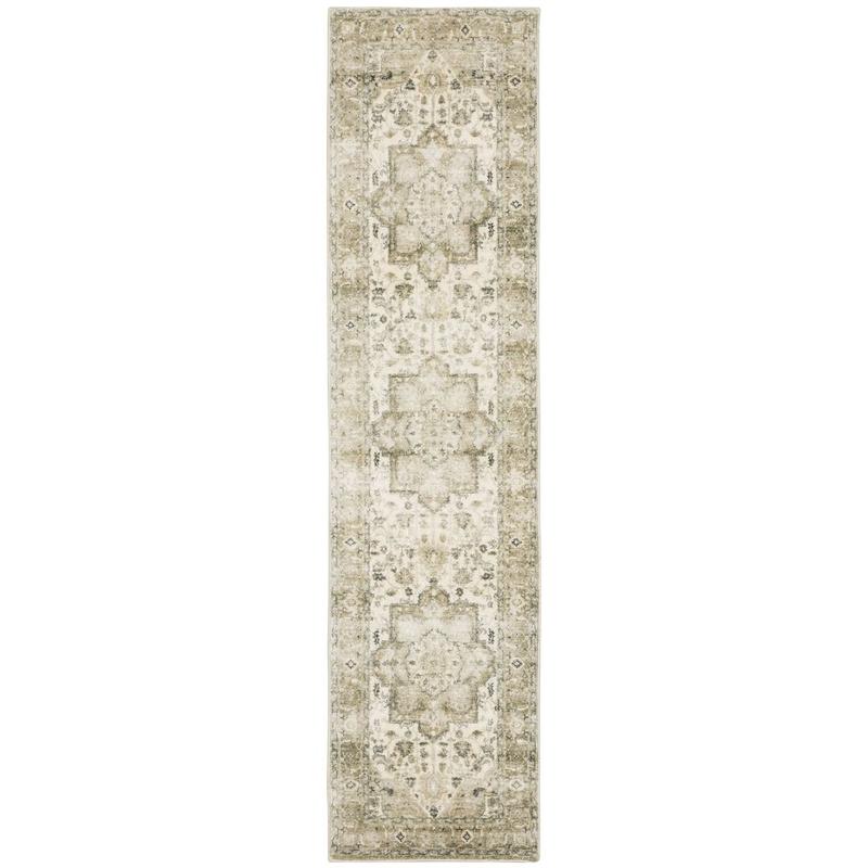 Savoy 28108 Tan/ Ivory Indoor Area Rug - 2' x 8'