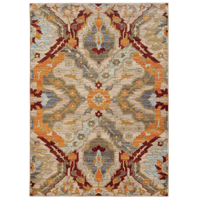 Sedona 6357A Beige/ Orange Indoor Area Rug - 9'10" x 12'10"