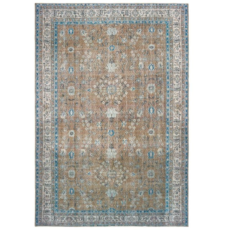 Sofia 85818 Gold/ Blue Indoor Area Rug - 5'3" x 7'6"