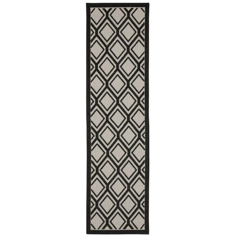 Torrey 4151G Light Grey/ Black Indoor/Outdoor Area Rug - 1'10" x 7'3"