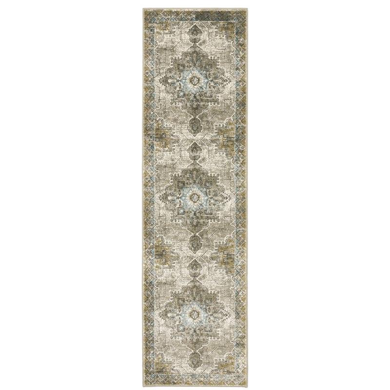 Venice 1104W Grey/ Blue Indoor Area Rug - 2'3" x 7'6"