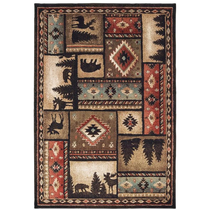 Woodlands 1041C Black/ Multi Indoor Area Rug - 1'10" x 3'