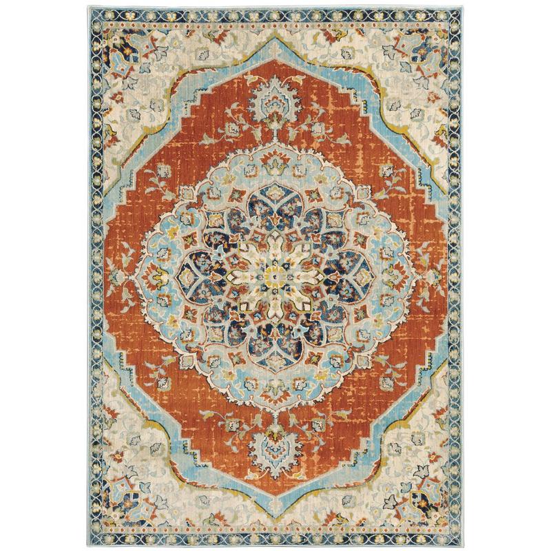 Xanadu 1332Q Orange/ Blue Indoor Area Rug - 9'10" x 12'10"