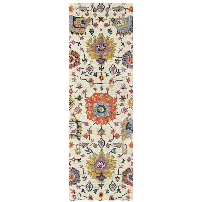 Zahra 75502 Ivory/ Orange Hand-crafted Wool Area Rug