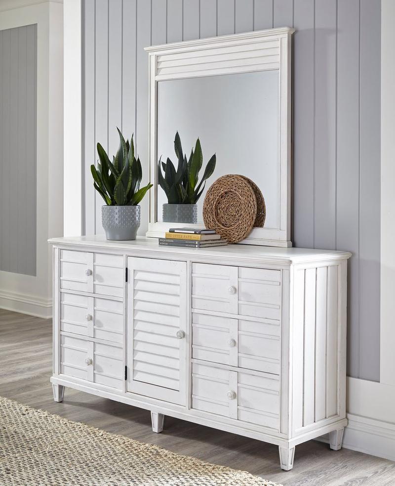 Cane Bay Louvered Door Dresser and Mirror