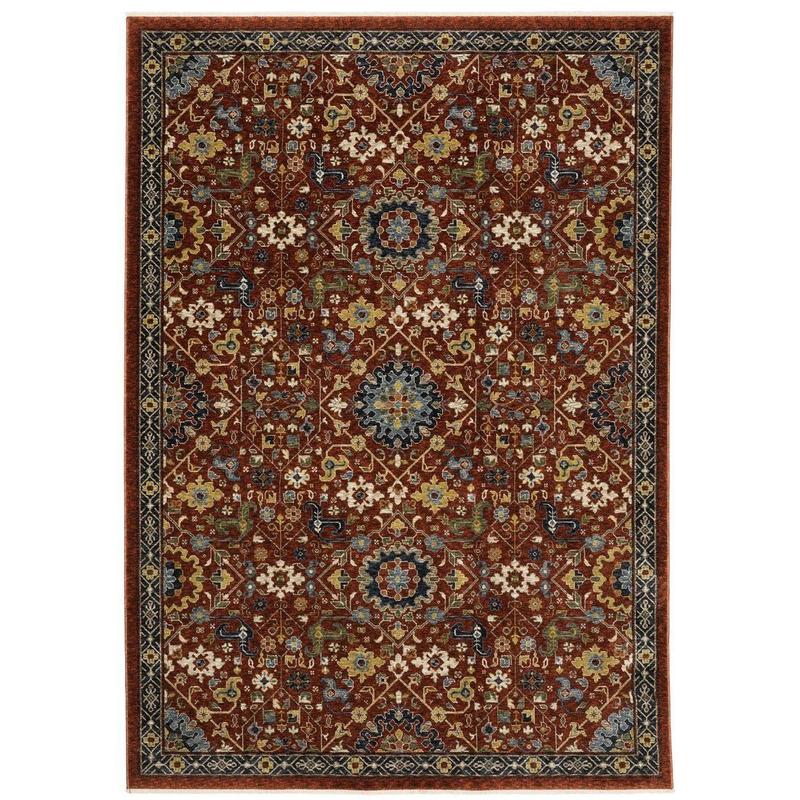 Traditional Reddish-Brown Floral Medallion Area Rug