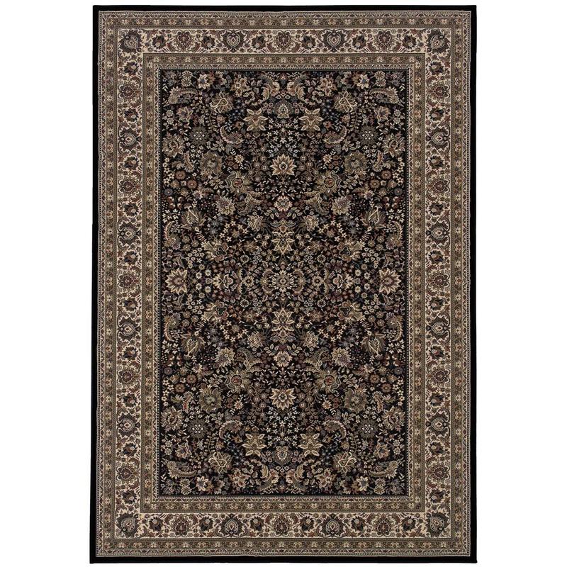 Traditional Black Persian Floral Medallion Area Rug