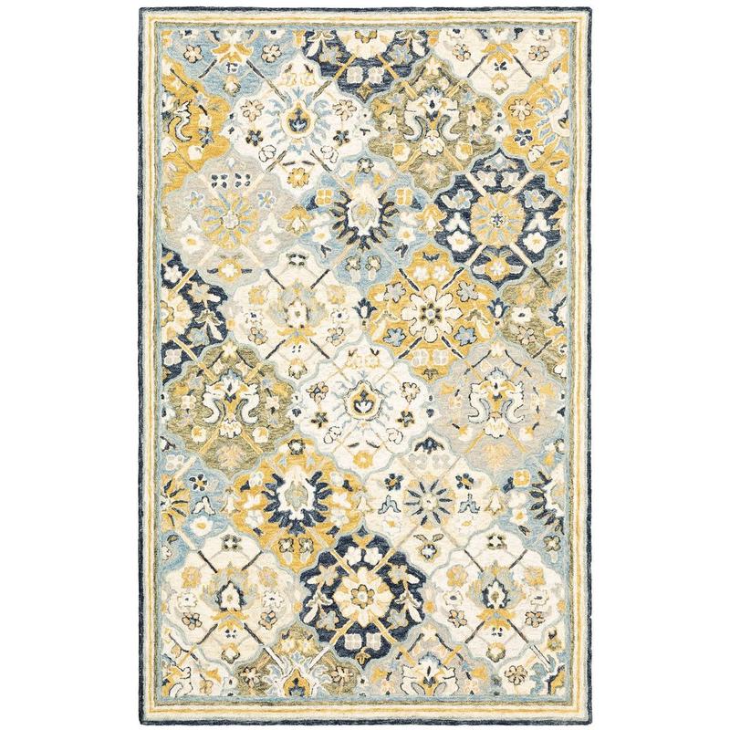 Alfresco 28406 Blue/ Gold Indoor Area Rug - 8' x 10'