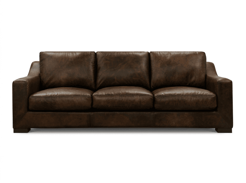 Distressed Brown Leather 3-Seater Sofa